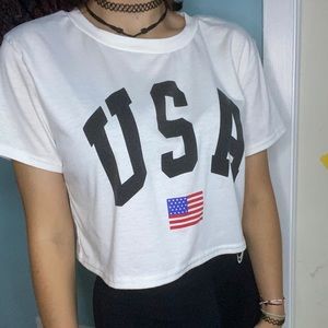 White USA Crop Top